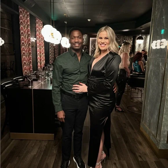 Express Black Satin Long Sleeve Maxi Dress - Picture 4 of 4